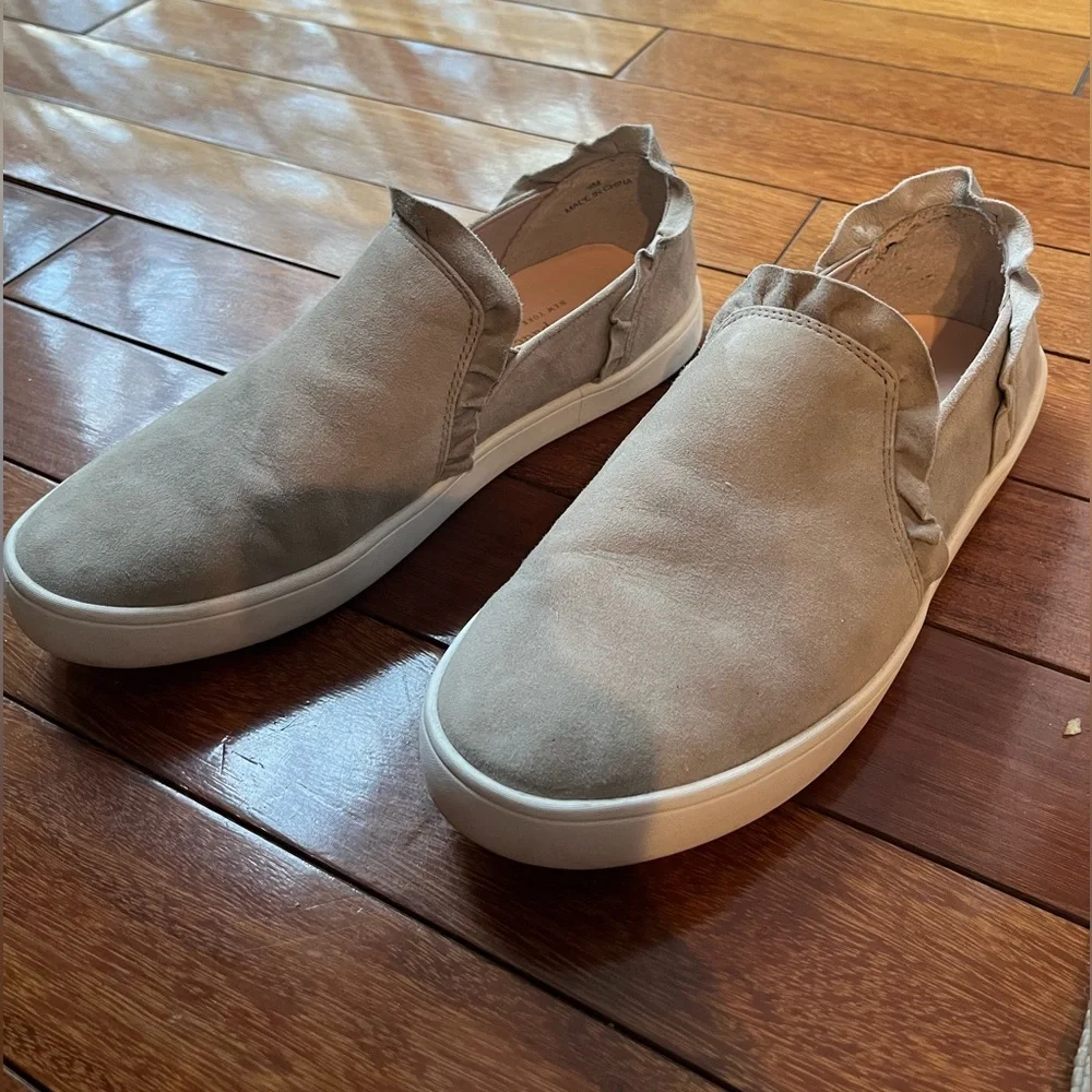 kate spade taupe slip-on sneakers with white sole